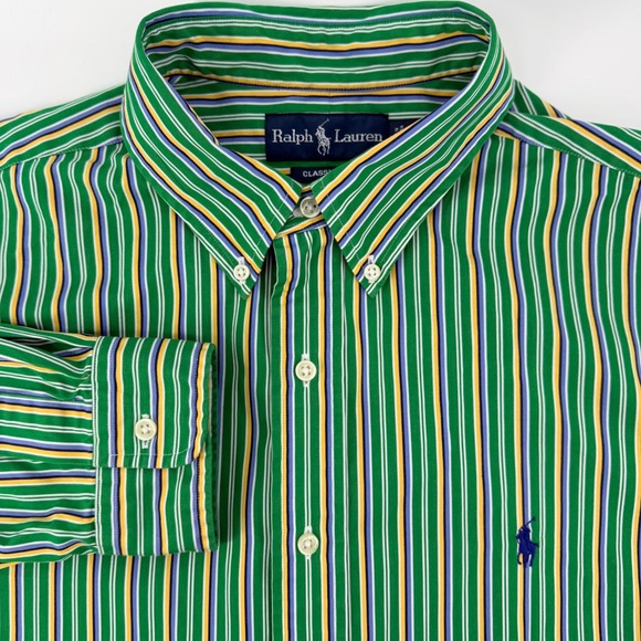 Ralph Lauren Other - Polo Ralph Lauren Mens XL Classic Fit Striped Cotton Button Down Shirt Green